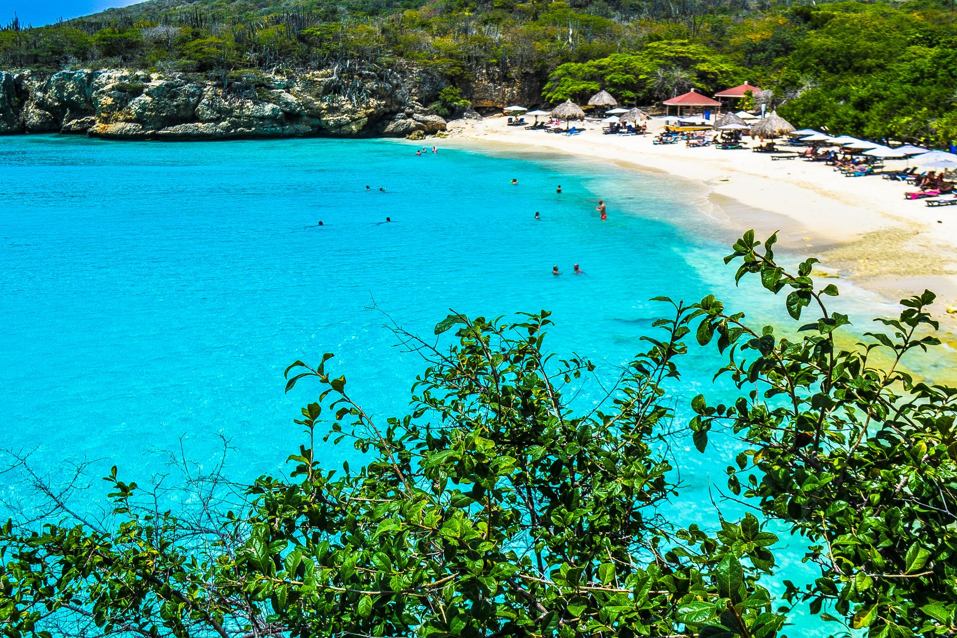 Turquoise sea and coastline in Curaçao